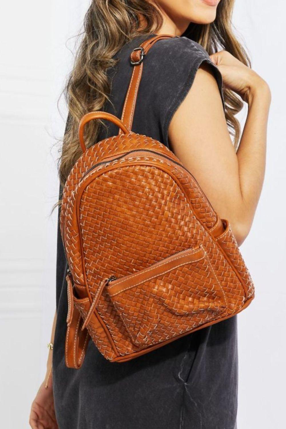 SHOMICO Certainly Chic Faux Leather Woven Backpack - Bona Fide Fashion