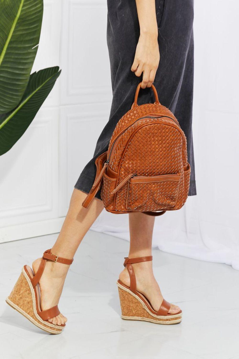 SHOMICO Certainly Chic Faux Leather Woven Backpack - Bona Fide Fashion