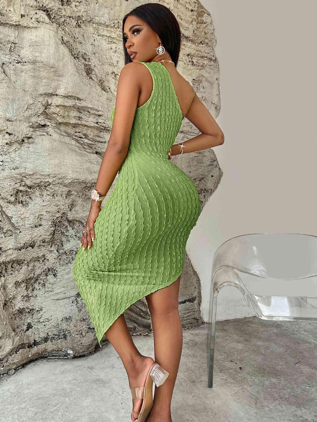 Sleeveless Asymmetrical One Shoulder Dress - Bona Fide Fashion