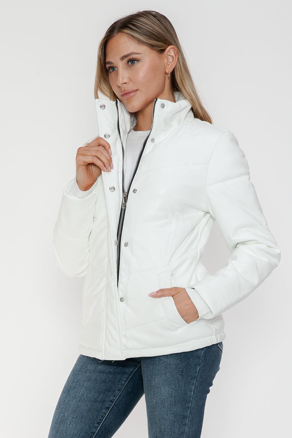 Snobbish Pocketed Zip Up Turtleneck Puffer Jacket - Bona Fide Fashion