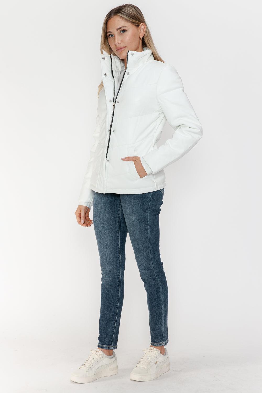 Snobbish Pocketed Zip Up Turtleneck Puffer Jacket - Bona Fide Fashion