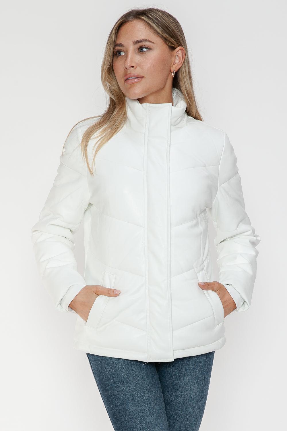 Snobbish Pocketed Zip Up Turtleneck Puffer Jacket - Bona Fide Fashion