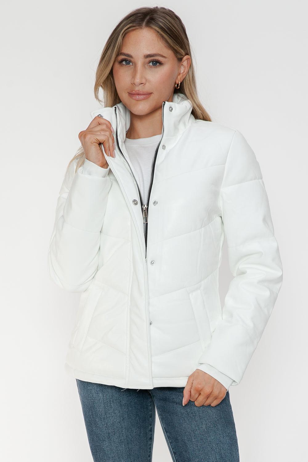 Snobbish Pocketed Zip Up Turtleneck Puffer Jacket - Bona Fide Fashion