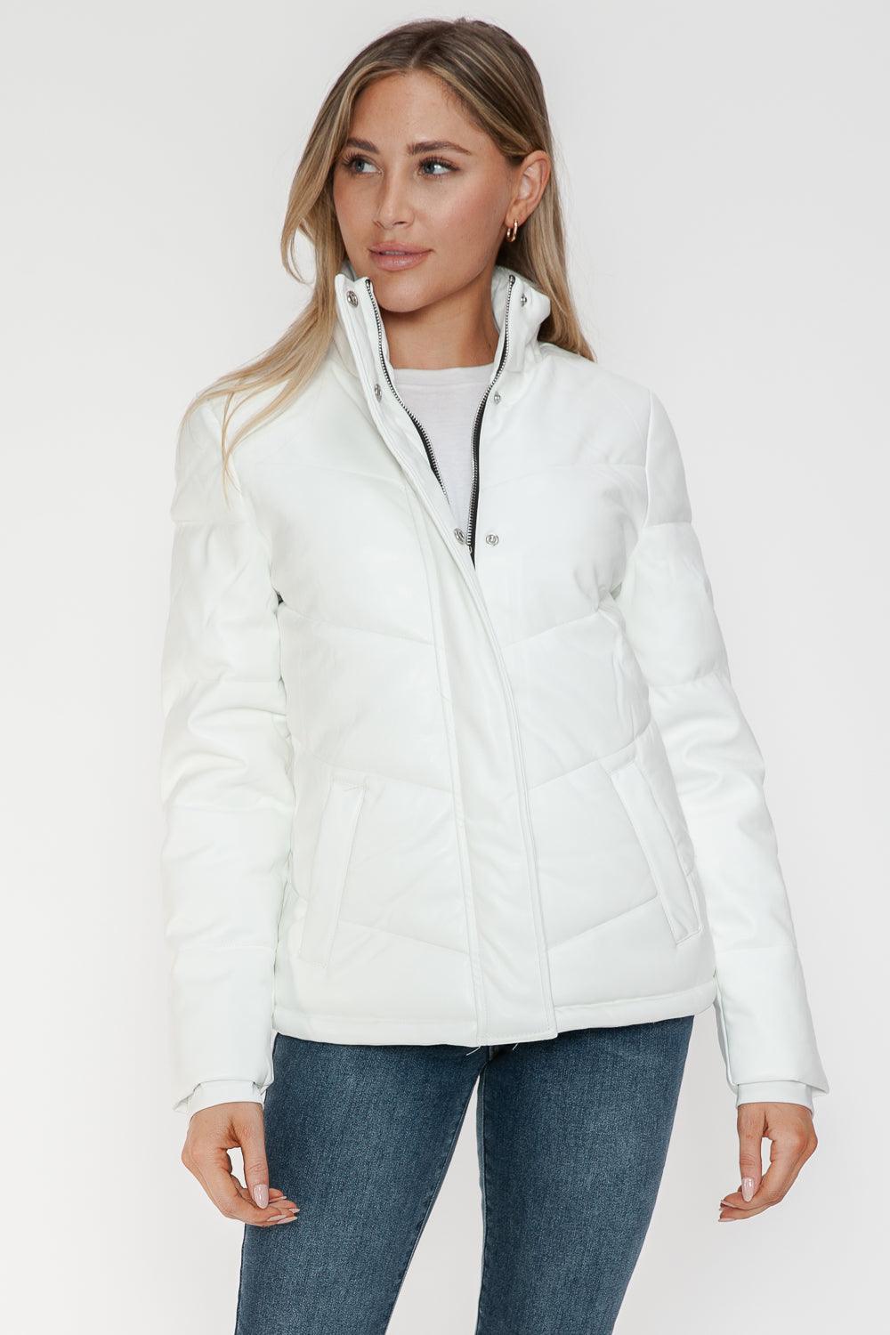 Snobbish Pocketed Zip Up Turtleneck Puffer Jacket - Bona Fide Fashion