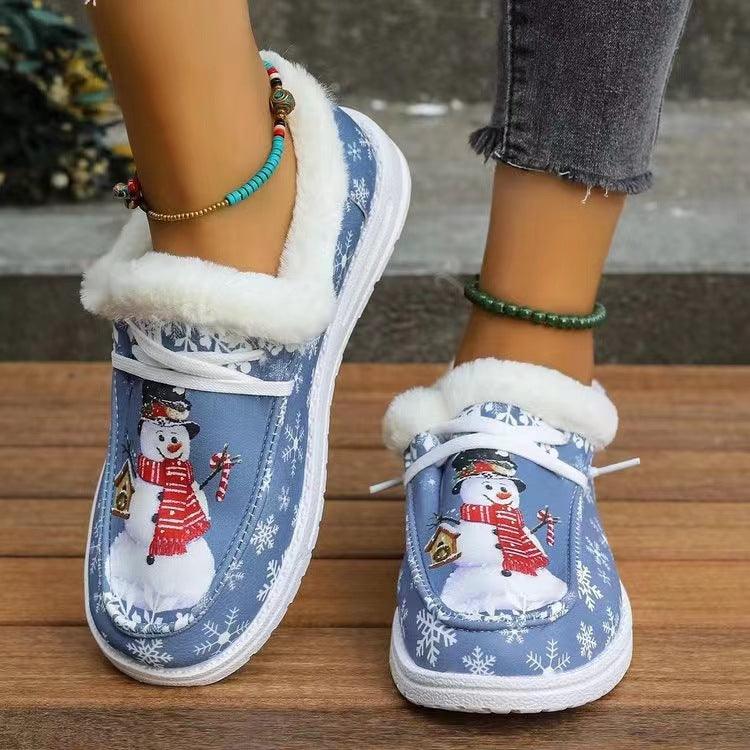 Snowman Print Round Toe Slip-Ons - Bona Fide Fashion