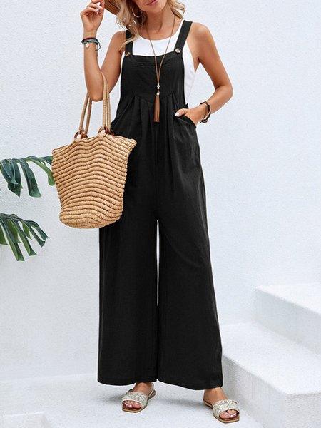 Solid Color Casual Overalls HWFQHAQ3C4 - Bona Fide Fashion