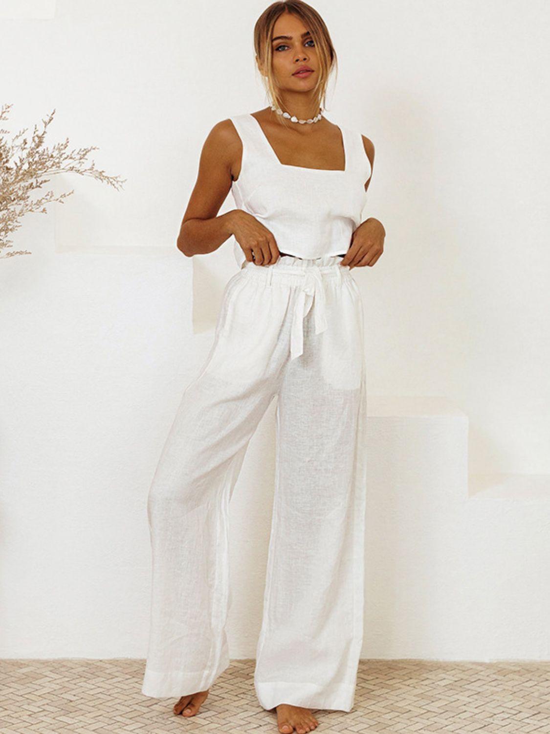 Square Neck Sleeveless Top and Pants Set - Bona Fide Fashion