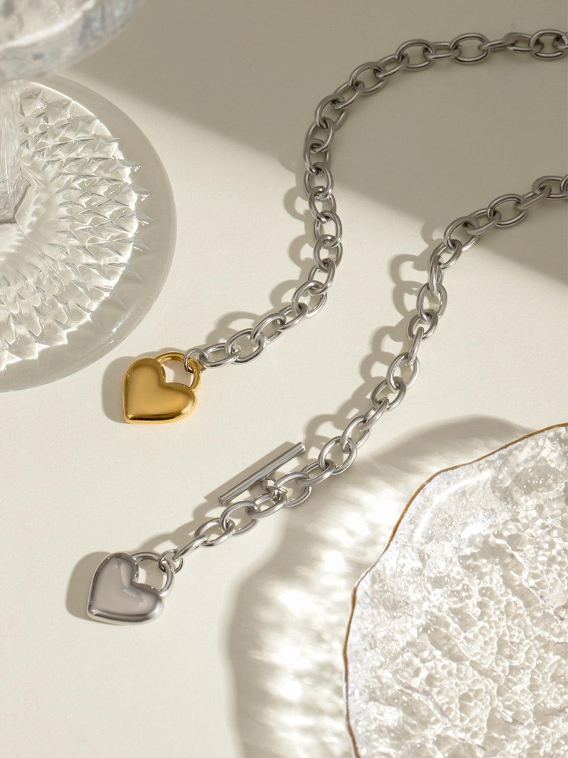 Stainless Steel Heart Chain Necklace - Bona Fide Fashion