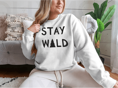 Stay Wild Calligraphic Brush Lettering With A Tree Element Design for - Bona Fide Fashion