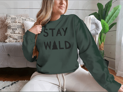 Stay Wild Calligraphic Brush Lettering With A Tree Element Design for - Bona Fide Fashion