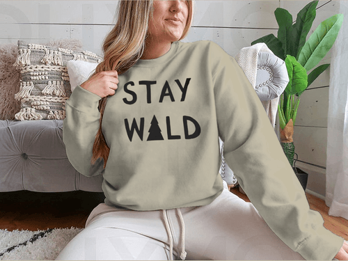 Stay Wild Calligraphic Brush Lettering With A Tree Element Design for - Bona Fide Fashion