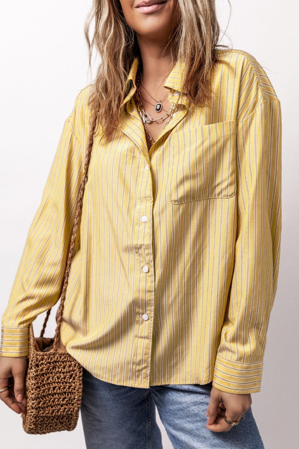 Striped Button Up Long Sleeve Shirt - Bona Fide Fashion