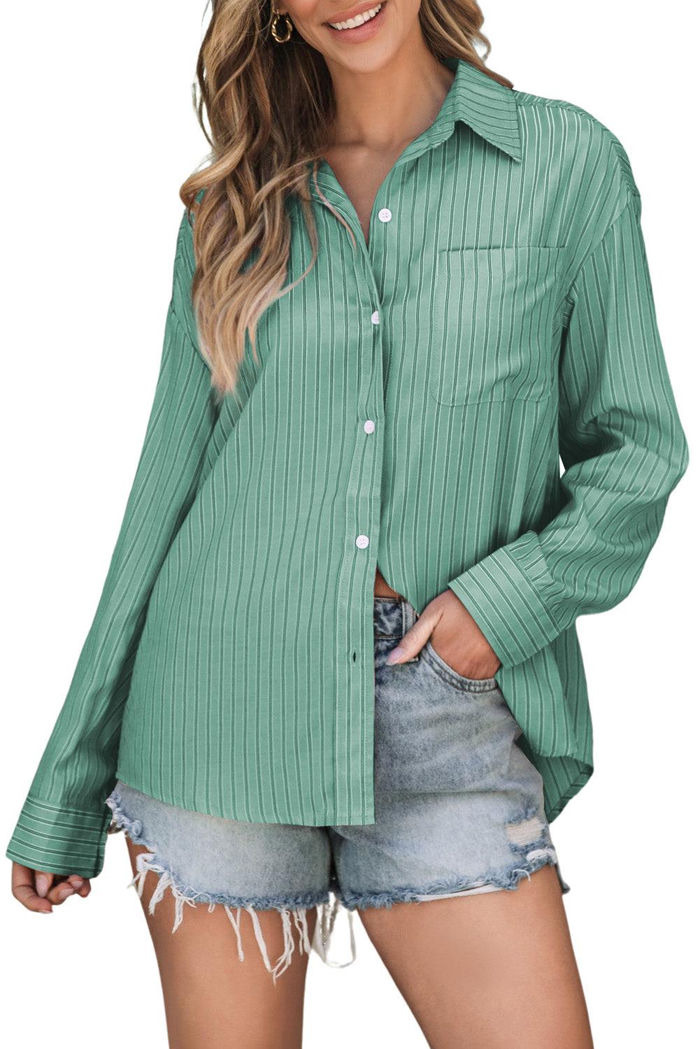 Striped Button Up Long Sleeve Shirt - Bona Fide Fashion