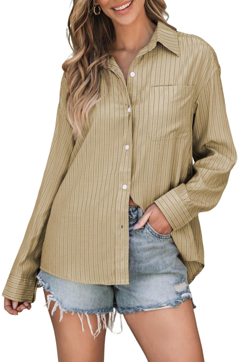 Striped Button Up Long Sleeve Shirt - Bona Fide Fashion