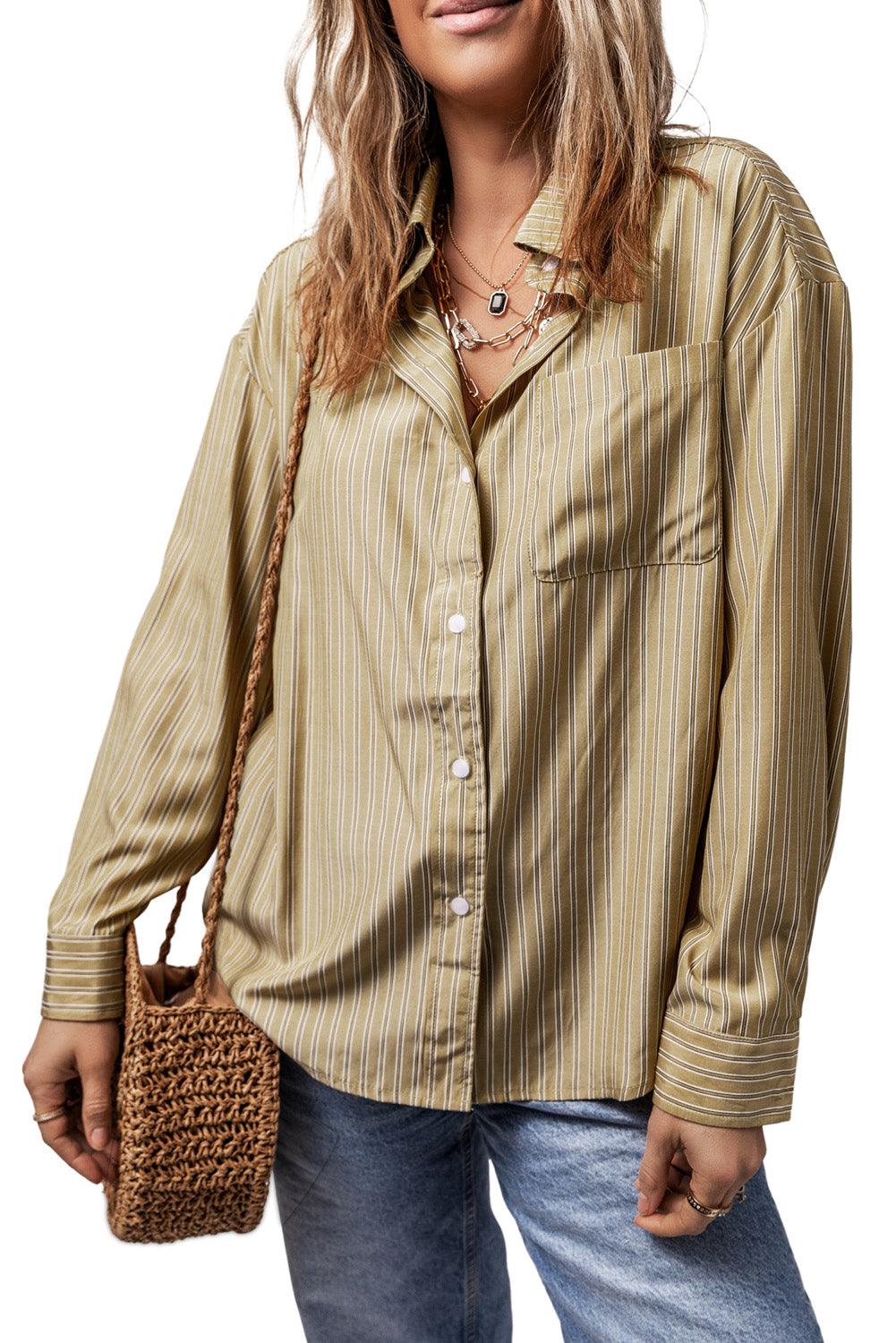 Striped Button Up Long Sleeve Shirt - Bona Fide Fashion