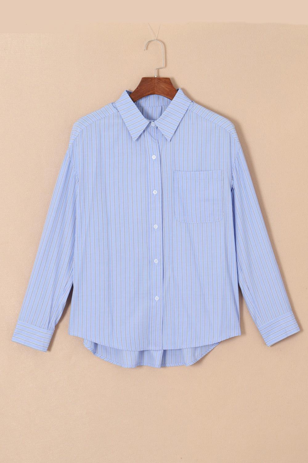 Striped Button Up Long Sleeve Shirt - Bona Fide Fashion