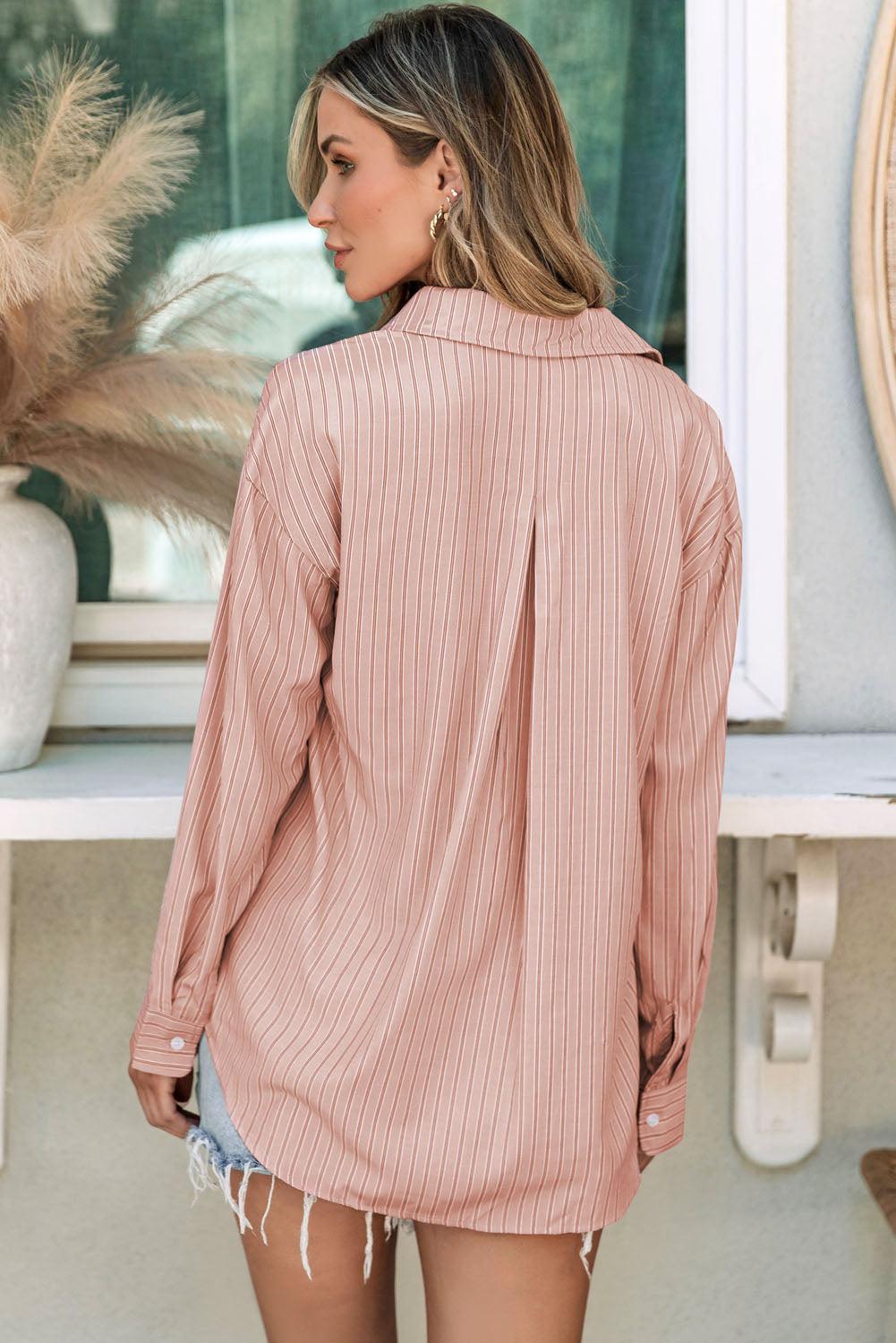 Striped Button Up Long Sleeve Shirt - Bona Fide Fashion