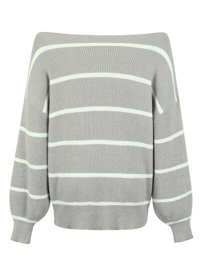 Striped Dropped Shoulder Pullover Sweater - Bona Fide Fashion