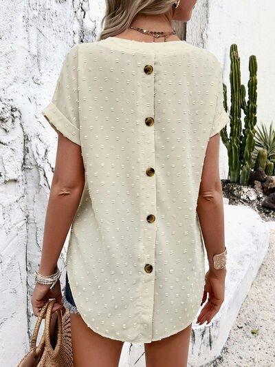Swiss Dot Short Sleeve Blouse - Bona Fide Fashion