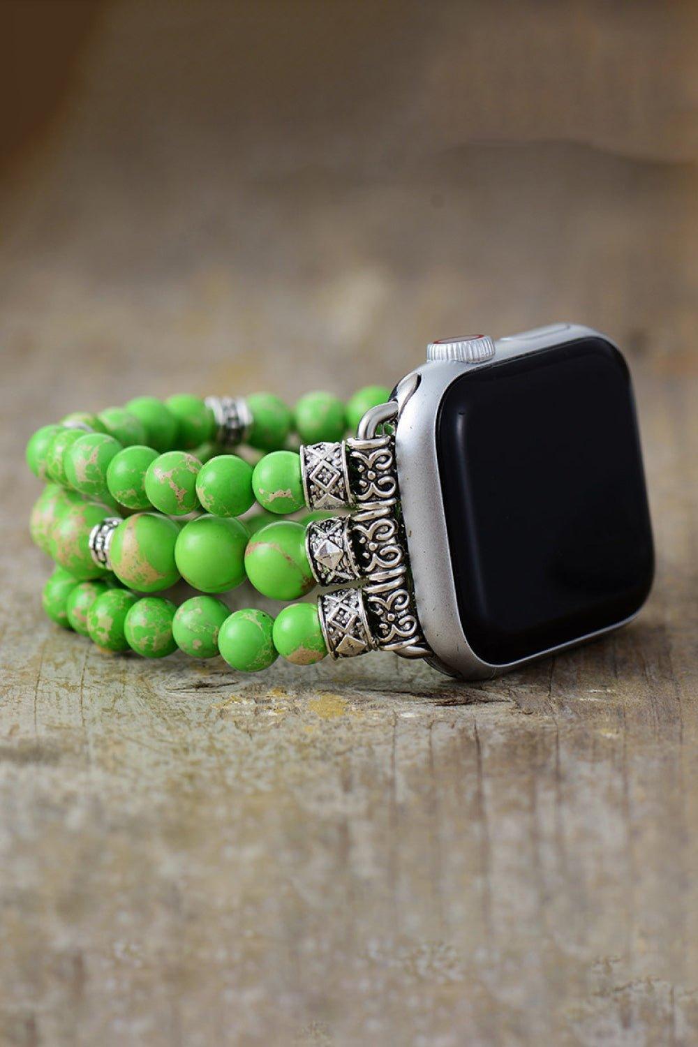 Synthetic Imperial Jasper Beaded Watchband Bracelet - Bona Fide Fashion