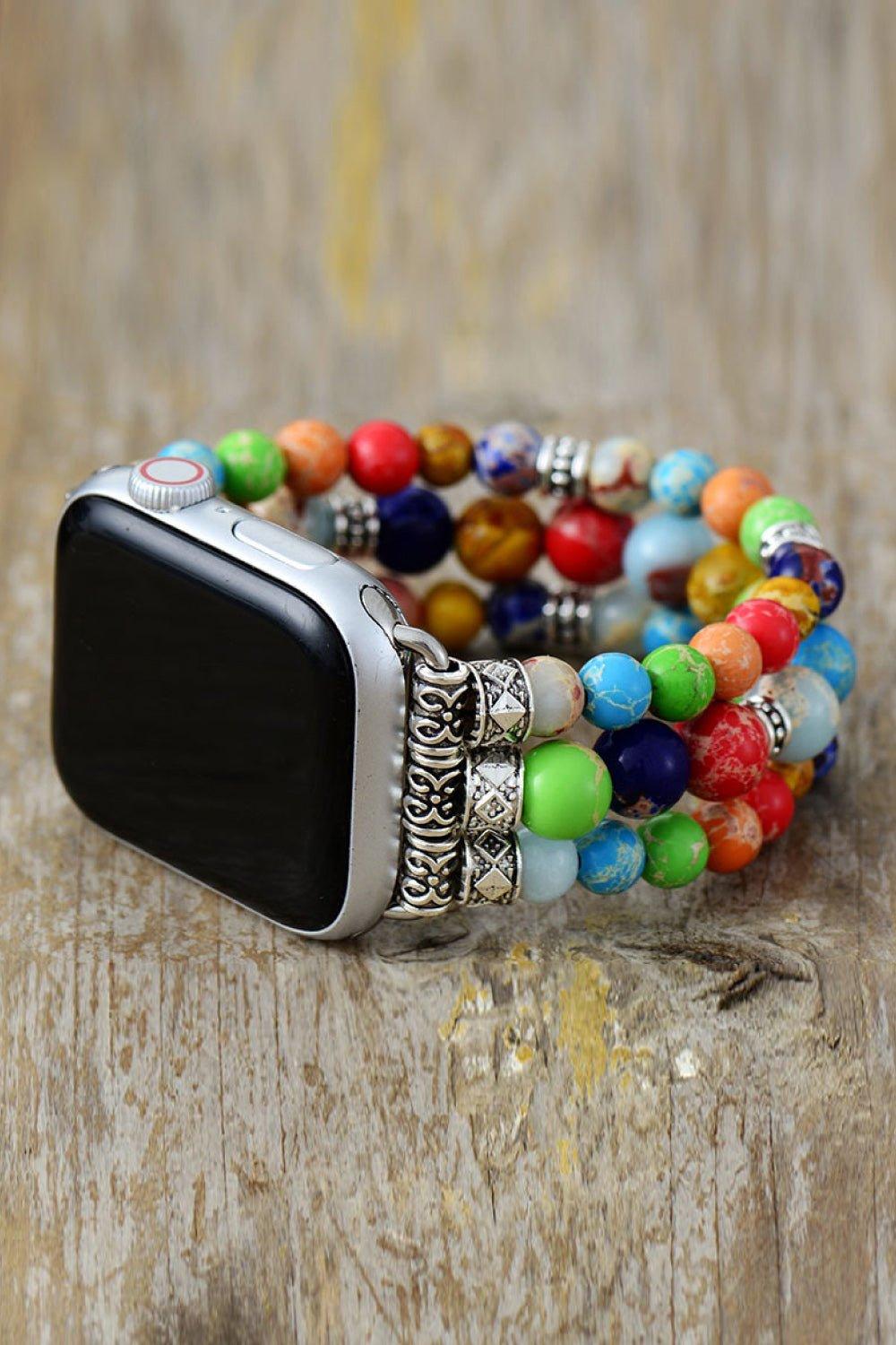Synthetic Imperial Jasper Beaded Watchband Bracelet - Bona Fide Fashion
