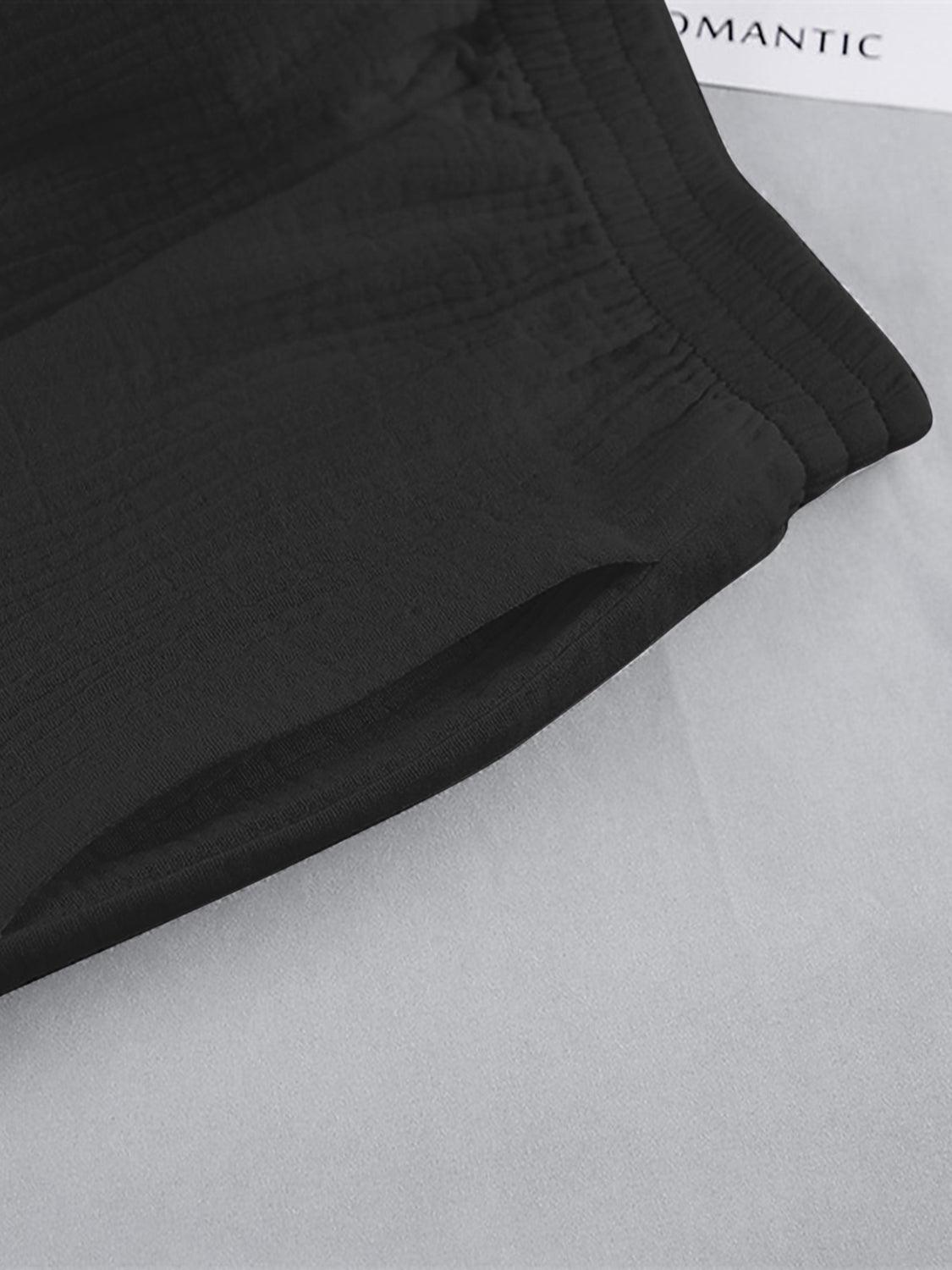 Texture Button Up Long Sleeve Shirt and Pants Set - Bona Fide Fashion