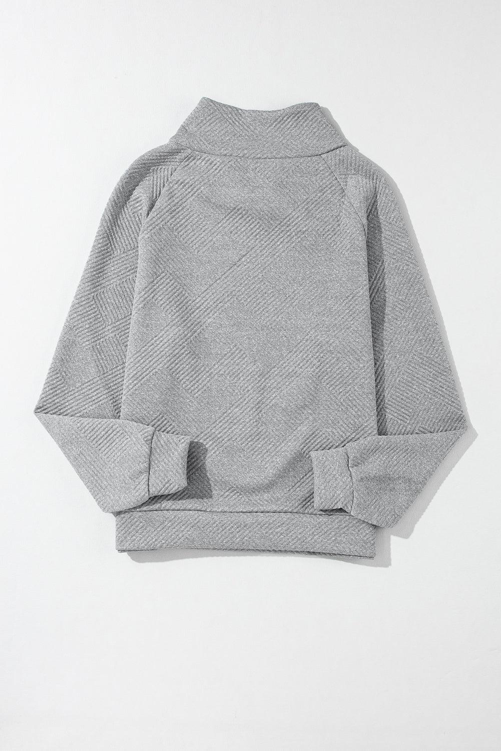 Textured Turtleneck Long Sleeve Sweatshirt - Bona Fide Fashion