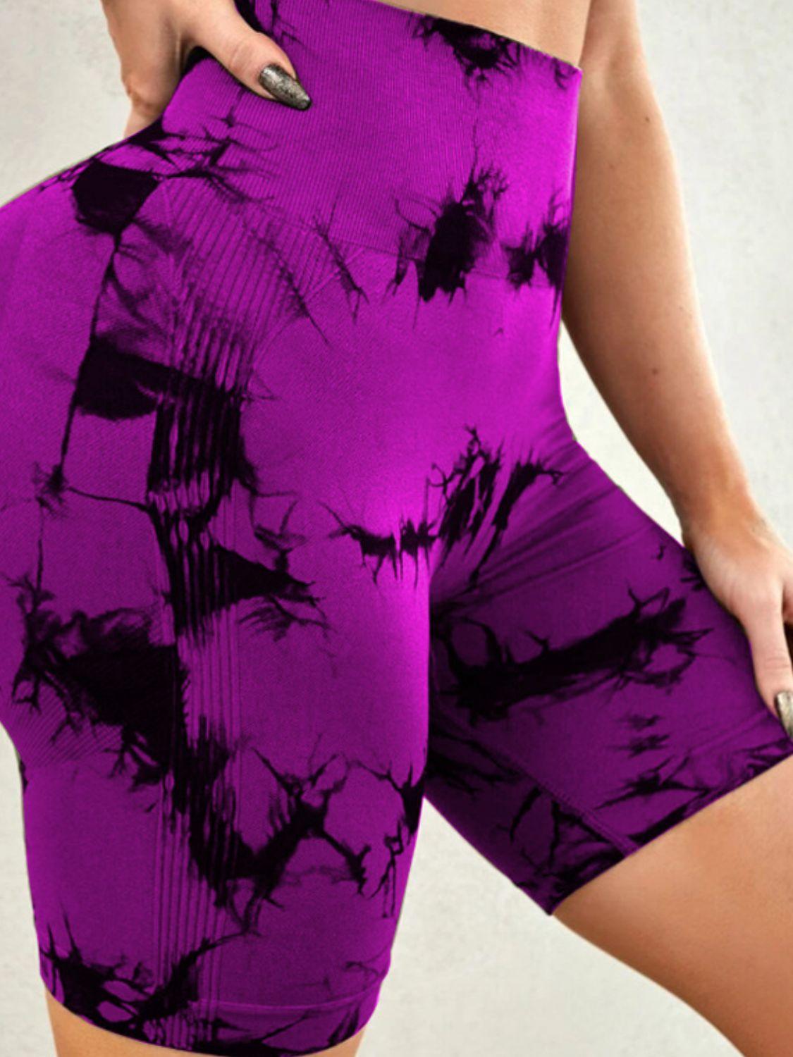 Tie-Dye High Waist Active Shorts - Bona Fide Fashion