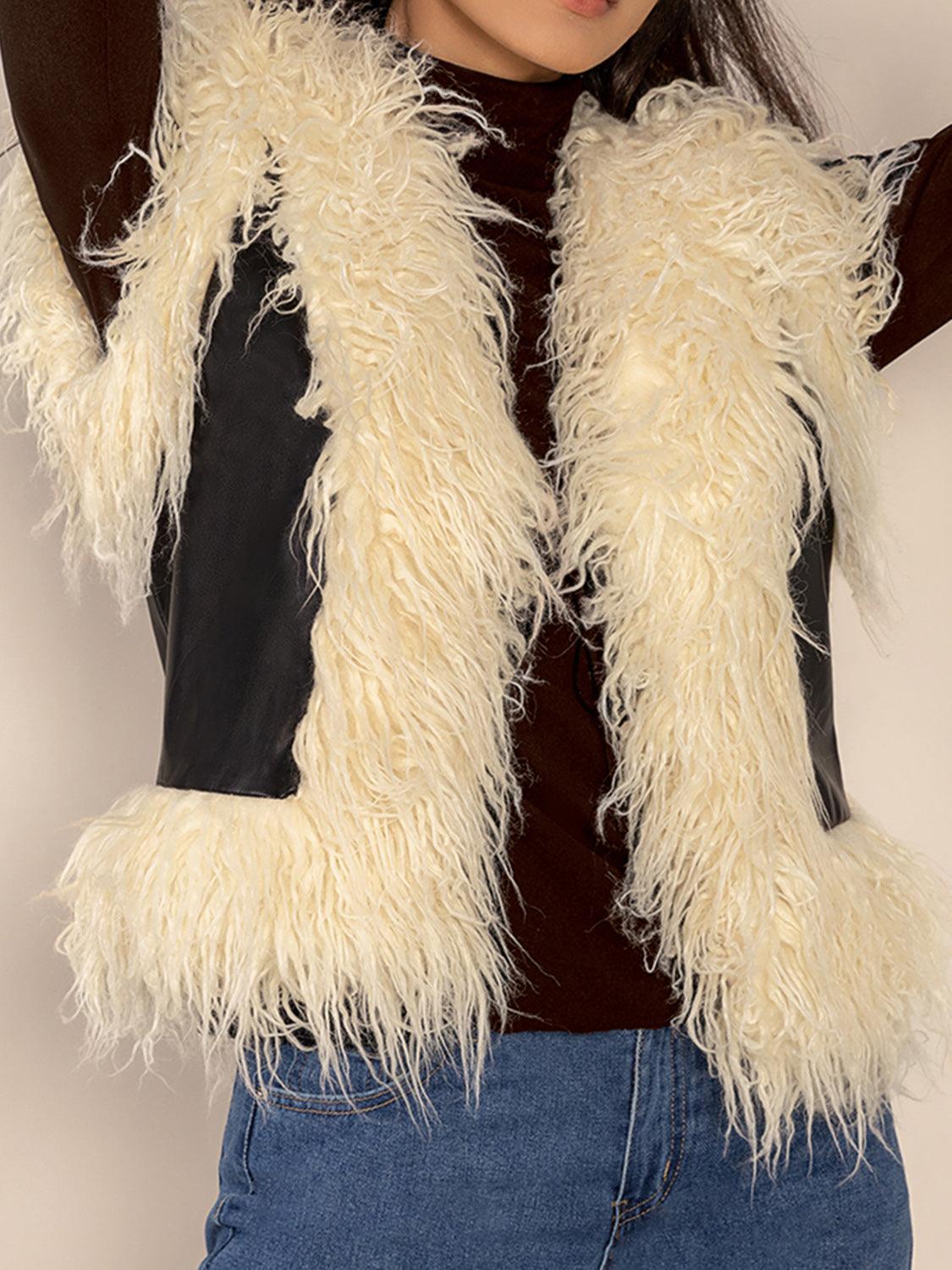 Tied Fringe Contrast Vest - Bona Fide Fashion