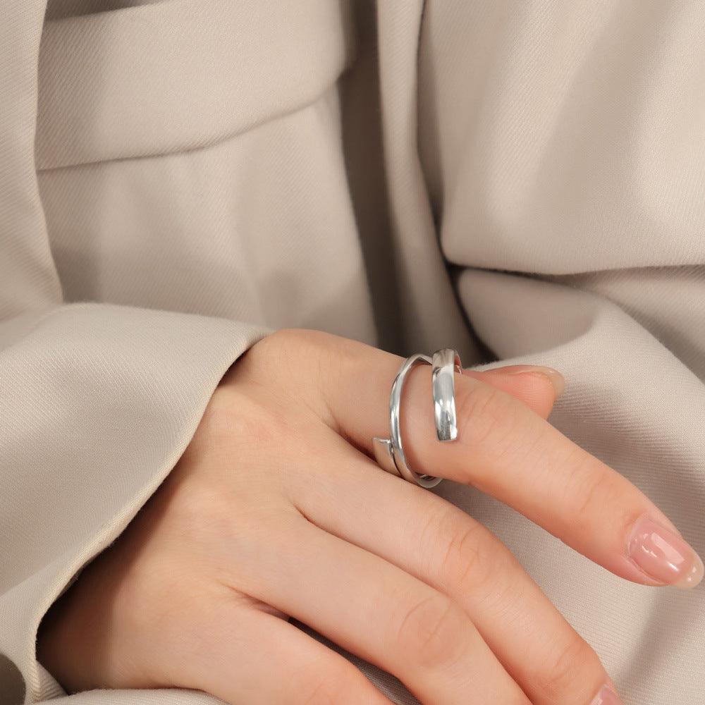 Titanium Steel Layered Wrap Ring - Bona Fide Fashion