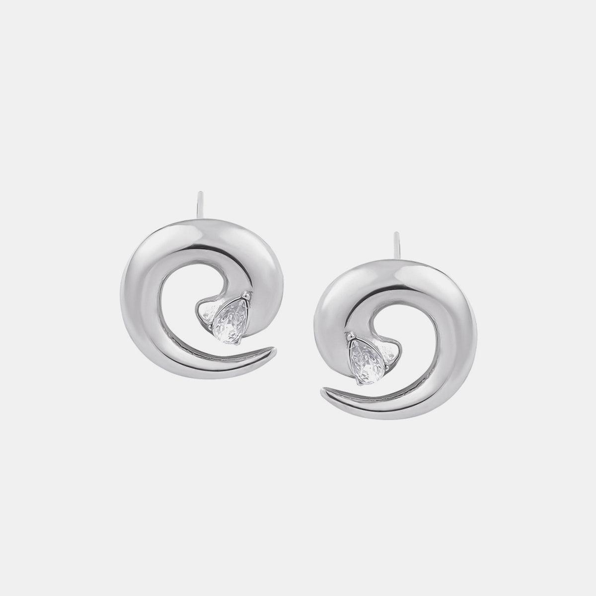 Titanium Steel Zircon Spiral Shape Earrings - Bona Fide Fashion