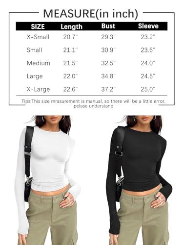 Trendy Queen Long Sleeve Shirts for Women Crop Tops Fall Fashion 2023 Outfits Basic Workout Sexy Sweaters Going Out Shirts Cute Slim Fit Y2K Clothing Winter Clothes Black - Bona Fide Fashion