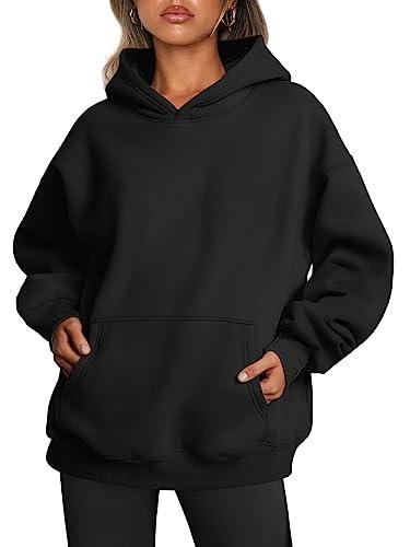 Trendy Queen Oversized Hoodies for Women Fall Clothes 2023 Cute Sweatshirts Fleece Long Sleeve T Shirts Sweaters Loose Fit Tops Casual Pullover Fashion Winter Y2k Tops Black - Bona Fide Fashion