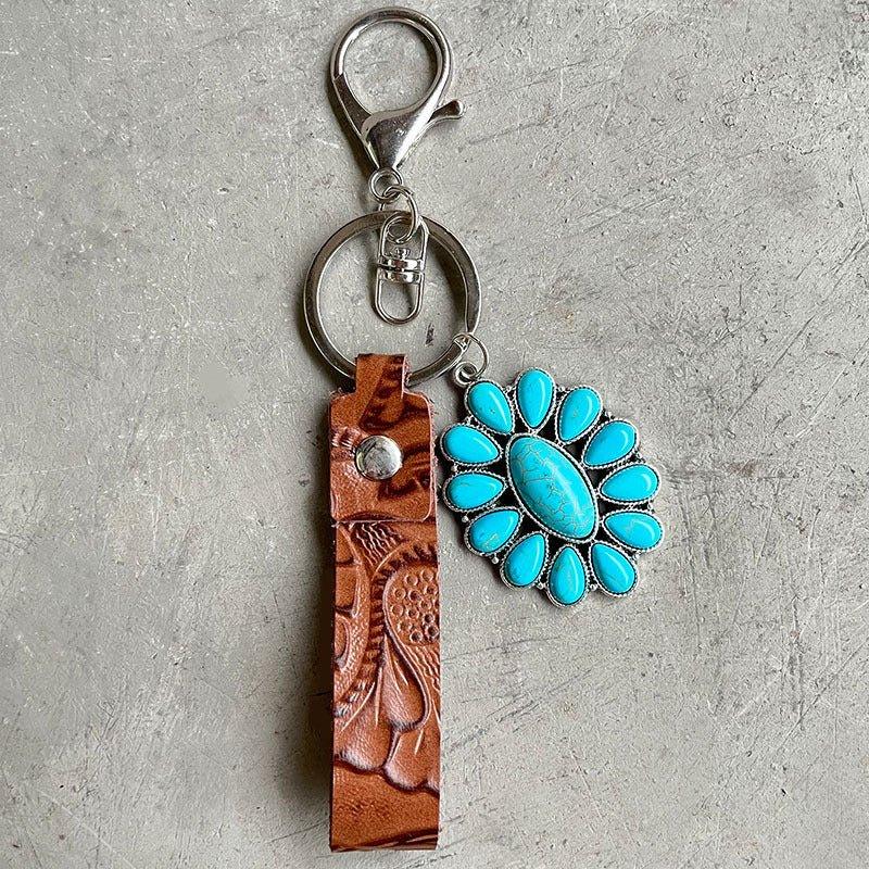 Turquoise Genuine Leather Key Chain - Bona Fide Fashion