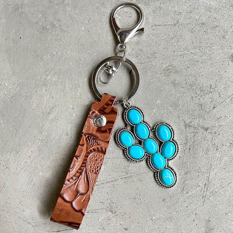 Turquoise Genuine Leather Key Chain - Bona Fide Fashion