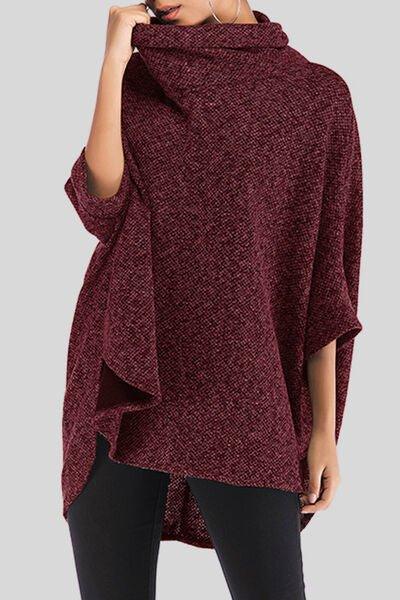 Turtleneck Batwing Sleeve Sweater - Bona Fide Fashion