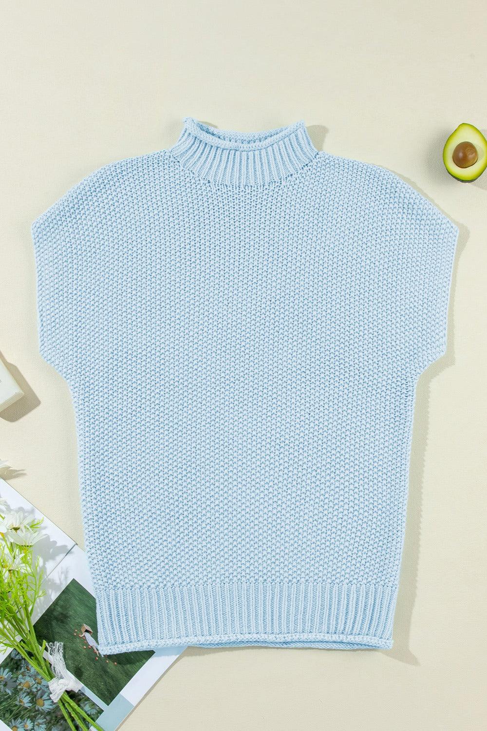 Turtleneck Cap Sleeve Sweater - Bona Fide Fashion