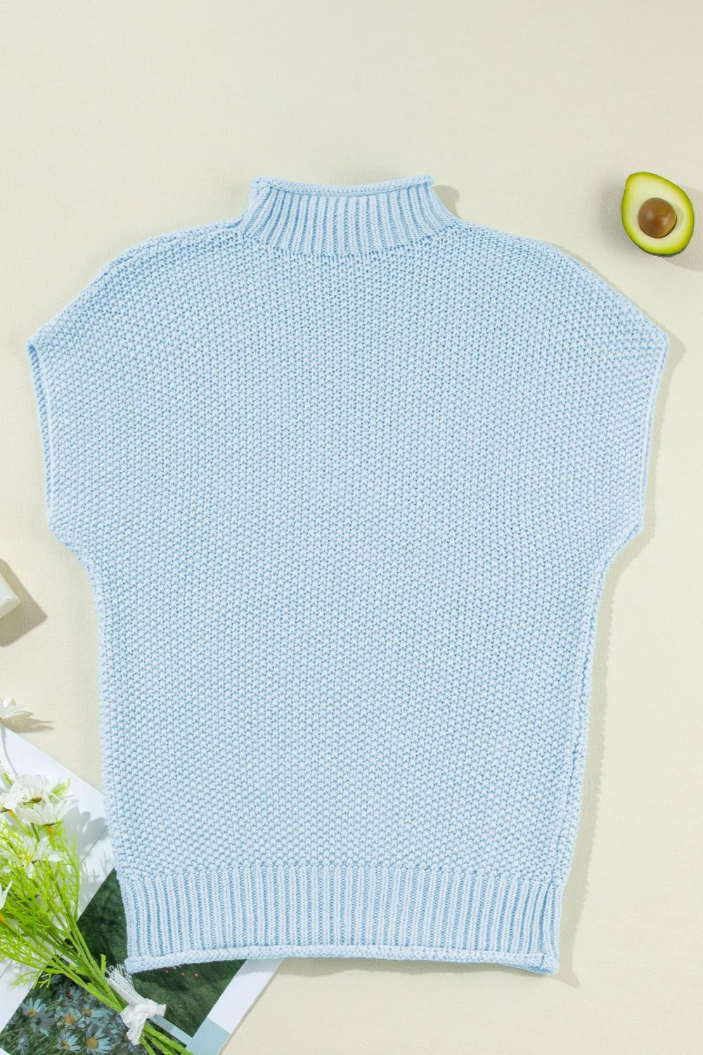 Turtleneck Cap Sleeve Sweater - Bona Fide Fashion