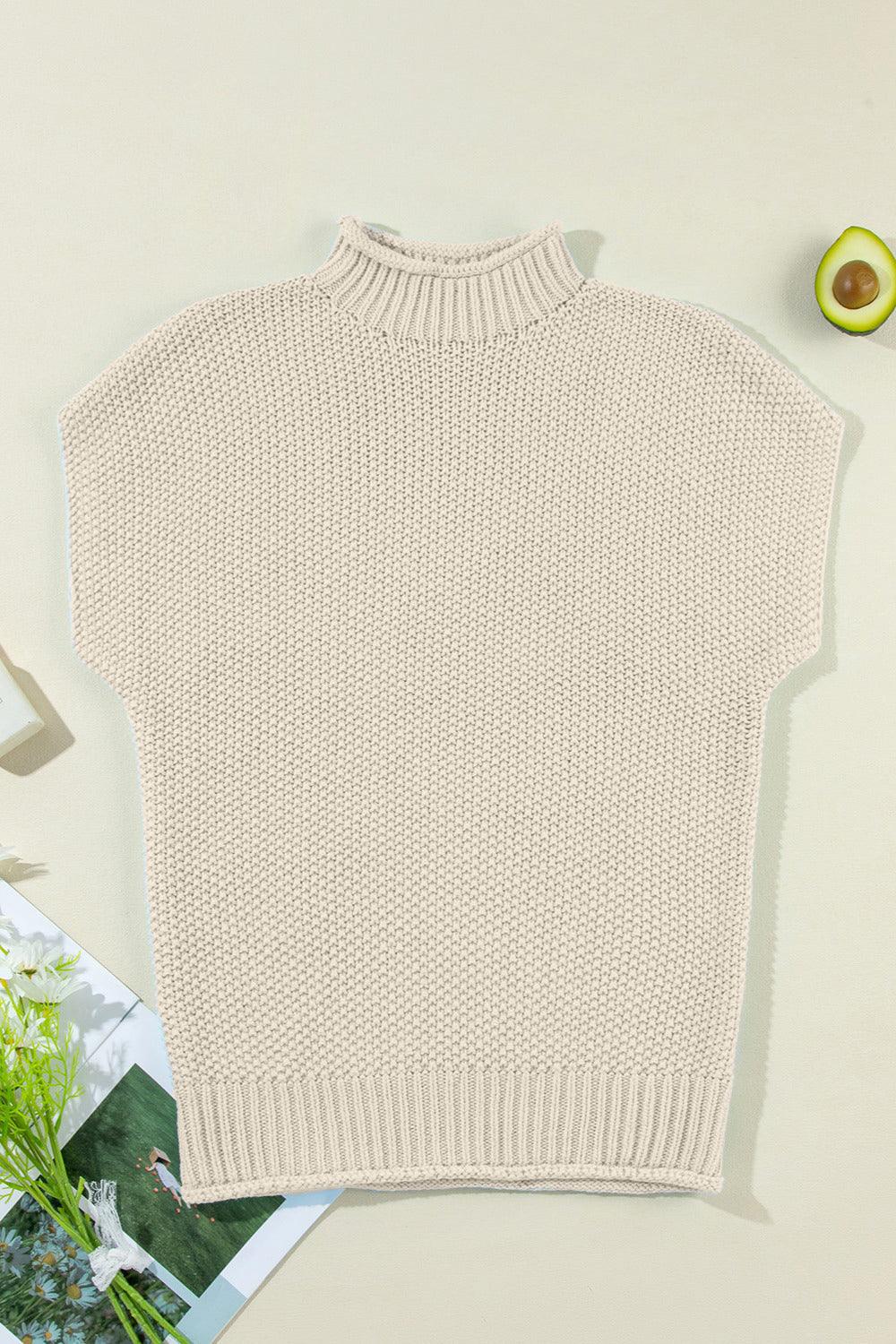 Turtleneck Cap Sleeve Sweater - Bona Fide Fashion