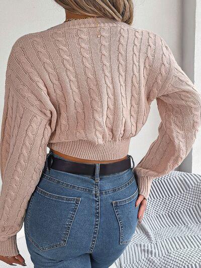Twisted Cable-Knit V-Neck Sweater - Bona Fide Fashion