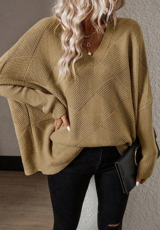 V-Neck Batwing Sleeve Sweater - Bona Fide Fashion