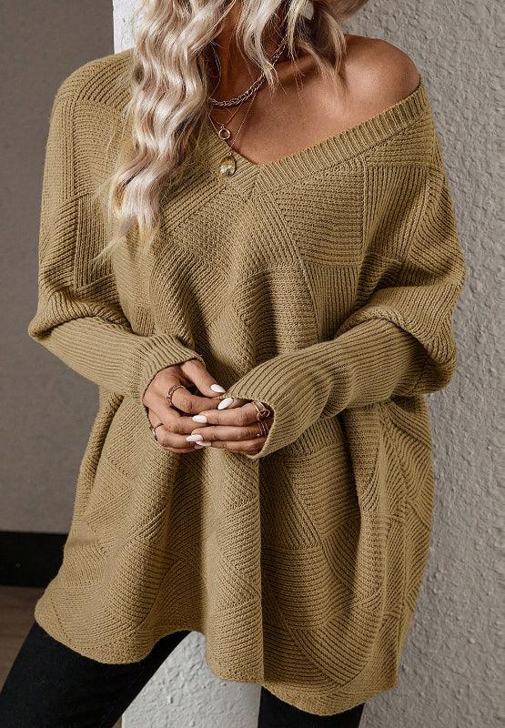 V-Neck Batwing Sleeve Sweater - Bona Fide Fashion