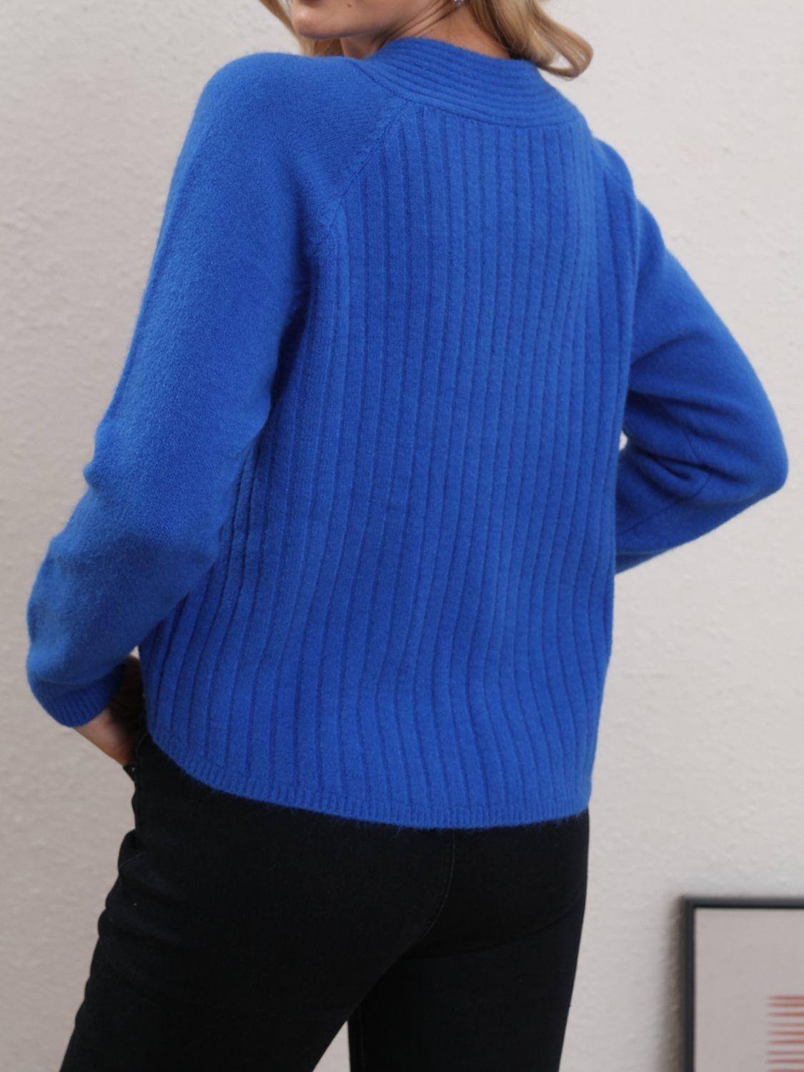 V-Neck Long Sleeve Sweater - Bona Fide Fashion