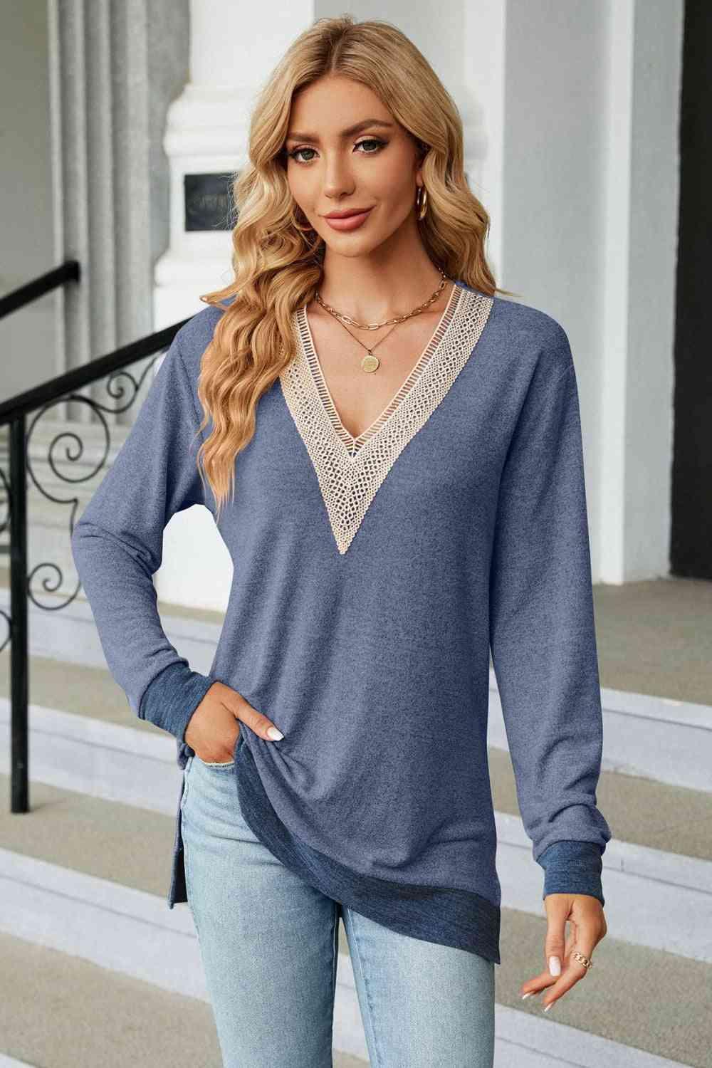 V-Neck Long Sleeve T-Shirt - Bona Fide Fashion