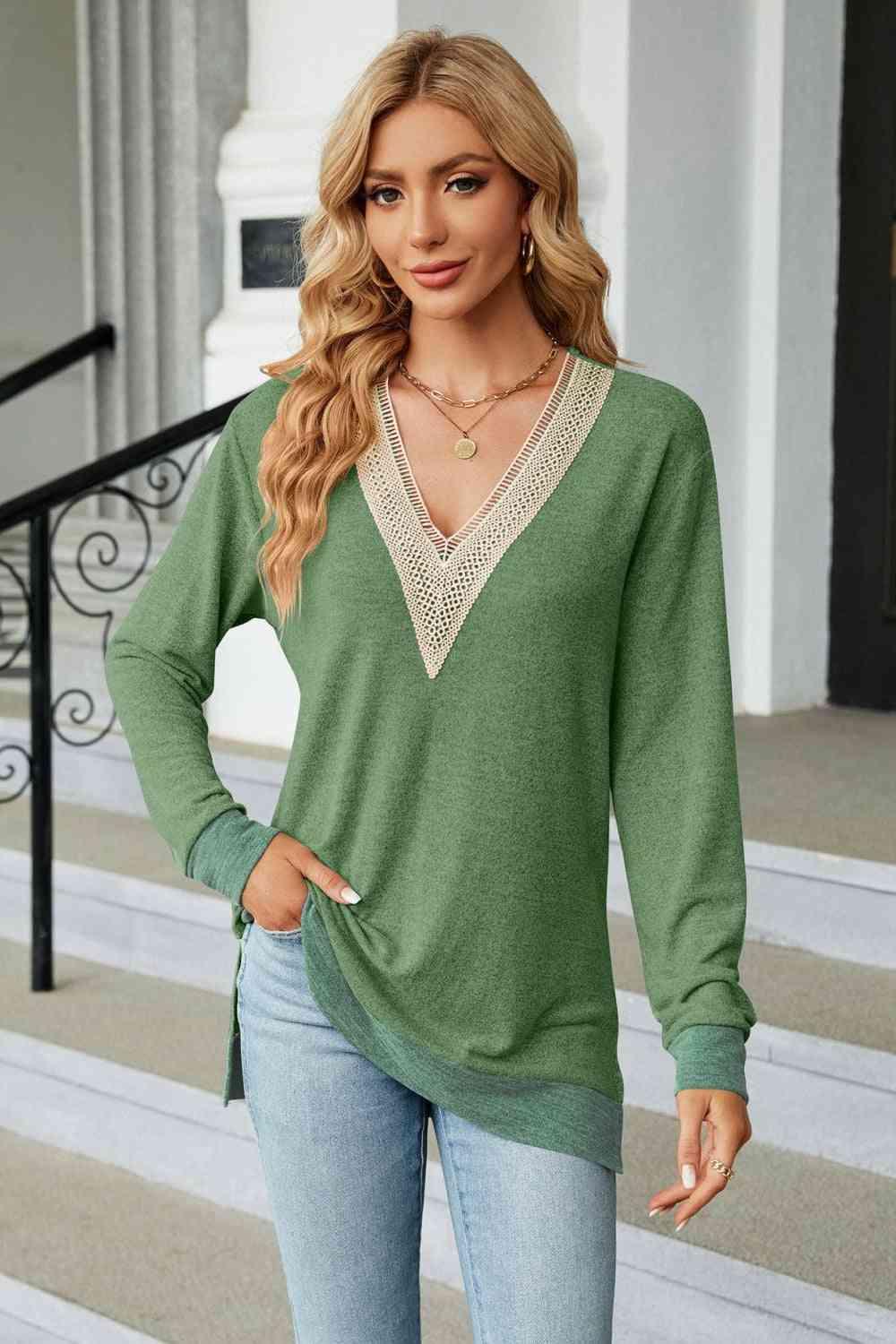 V-Neck Long Sleeve T-Shirt - Bona Fide Fashion