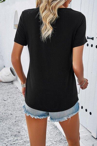 V-Neck Short Sleeve T-Shirt - Bona Fide Fashion