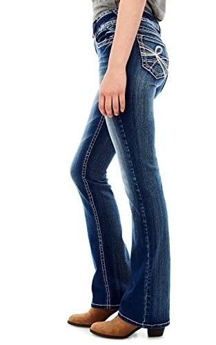 WallFlower Women's Luscious Curvy Bootcut Mid-Rise Insta Stretch Juniors Jeans (Standard and Plus), Jenna, 7 - Bona Fide Fashion