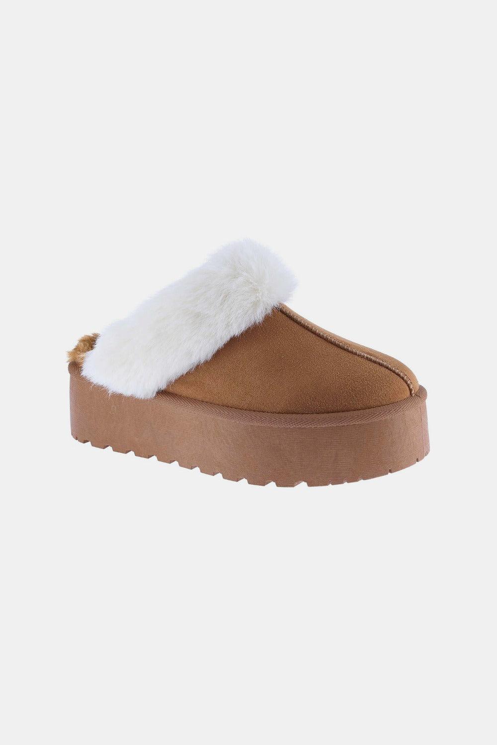 Weeboo Thick Bottom Fur Trim Snow Slippers - Bona Fide Fashion