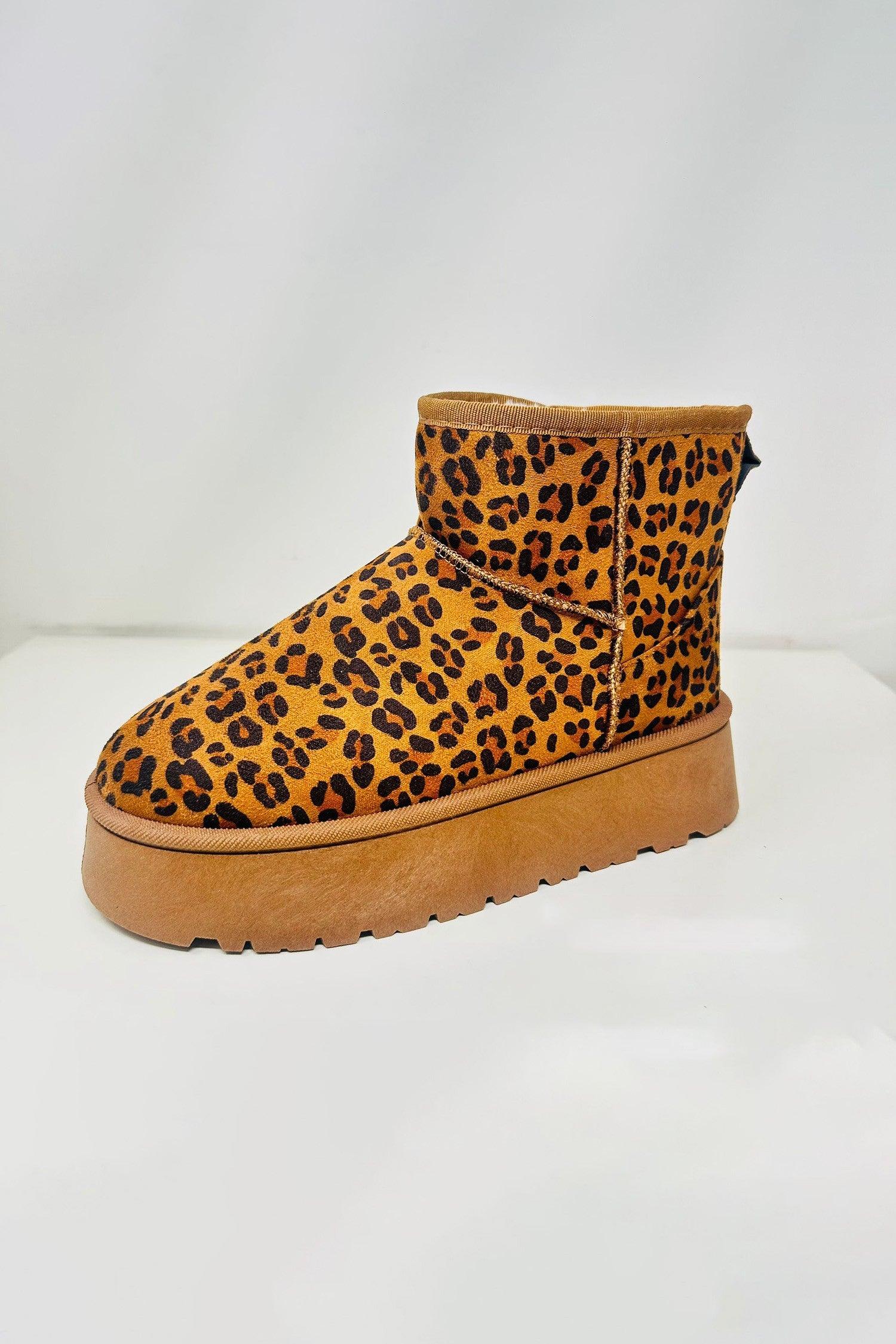 WILD DIVA Thermal Furry Leopard Platform Booties - Bona Fide Fashion