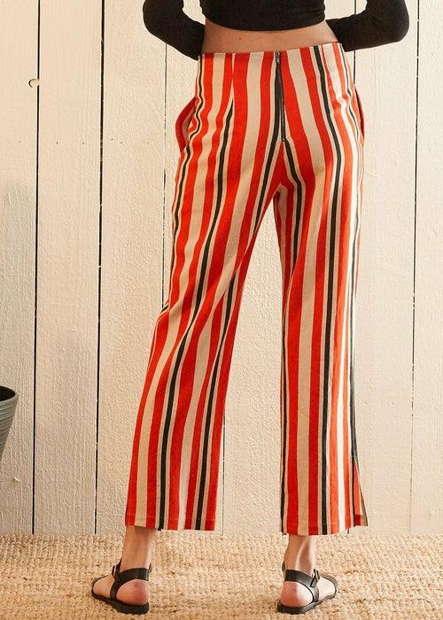 Women's Hi-waisted Cropped Pants in Poppy Multi - Bona Fide Fashion